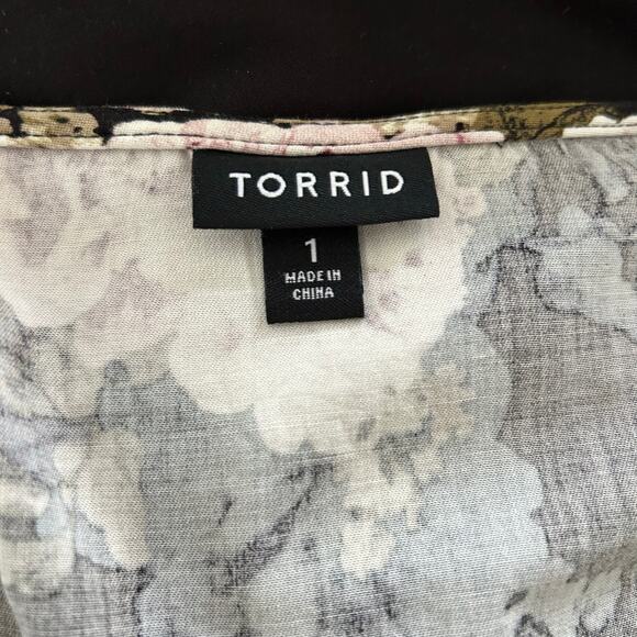 Torrid Top Blouse Whimsigoth Fairy Grunge Office Short Sleeve Women Black Sz 1X - Picture 5 of 8